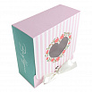 Коробка для 9 конфет с разделителями "Розовые полоски с сердцем" с лентой, 11*11*5 см фото 3