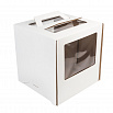 Коробка для торта белая 28*28*30 см, с ручками (окна) фото 5