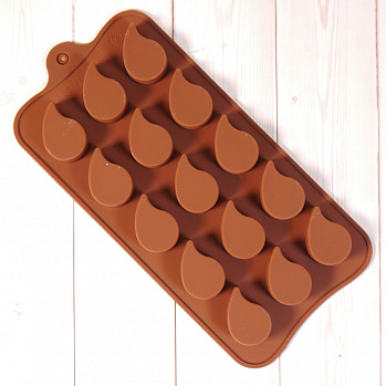 Форма силиконовая для шоколада "Капли" 20*10, 15 ячеек