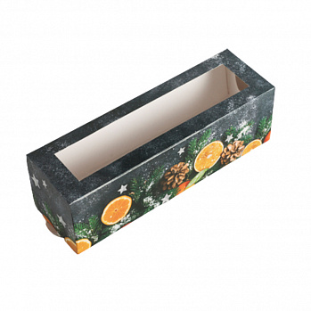 Коробка для макарун "Мандариновое настроение" 18*5,5 см