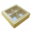 Коробка для 4 конфет с разделителями Крафт с окном фото 2