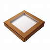 Коробка для печенья 19*19*3 см, Крафт с окном фото 1