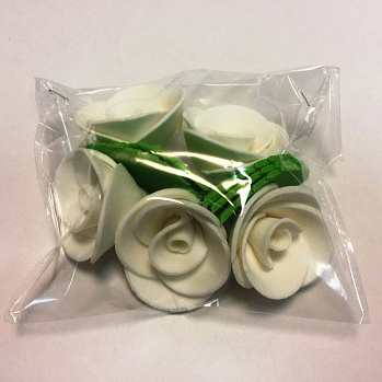 Сахарные цветы "Роза белая", 5 шт.