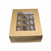 Коробка для 12 капкейков, NEW крафт с окном, 50 шт. фото 2