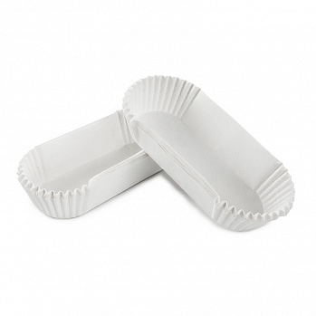 Капсулы (тарталетки) овальные для эклеров Белые 105*40 мм, упаковка 1000 шт.