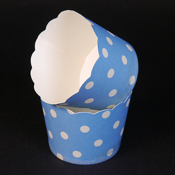 Бумажные стаканчики для кексов Голубые в горох 50*45 мм, 10 шт