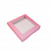 Коробка для печенья 19*19*3 см, Розовая с окном фото 1