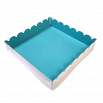 Коробка для печенья 15*15*3 см,  Голубая с прозрачной крышкой фото 1