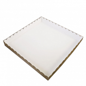 Коробка для печенья 25*25*3 см, Крафт с Прозрачной крышкой, 50 шт