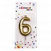 Свеча для торта "Цифра 6", золотая 6 см фото 1