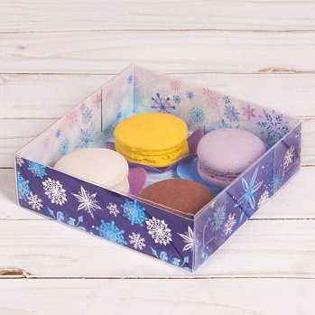 Коробка для сладостей "Снежинки", 12*12*3,5 см