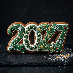 Вырубка для пряника с оттиском "2027" пластик, 15*6,5 см