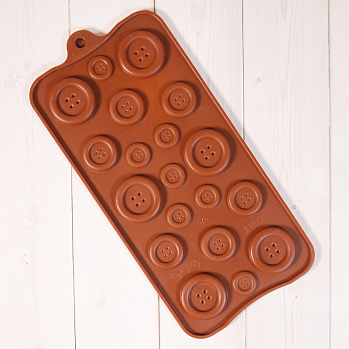 Форма силиконовая для шоколада "Пуговки" 20,5*10,5 см, 19 ячеек