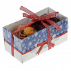 Коробка для 2 капкейков с прозрачной крышкой "Новогодние снежинки" 8*16*7,5 см фото 1