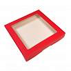 Коробка для печенья 21*21*3 см, Красная с окном фото 1