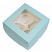 Коробка для 4 капкейков Голубая, с окном фото 2