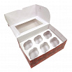 Коробка для 6 капкейков "Снежинки" красная, с окном фото 2