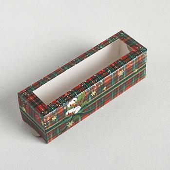 Коробка для макарун "Новогодний хлопок"  18*5,5 см
