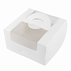 Коробка для бенто-торта с ручками с окном 140х140х80 мм фото 4