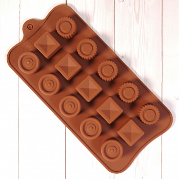 Форма силиконовая для шоколада "Конфетный набор" 20*10 см, 15 ячеек