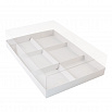 Коробка под муссовые пирожные и моти, с пластиковой крышкой 26*17*6 см, Белая фото 1