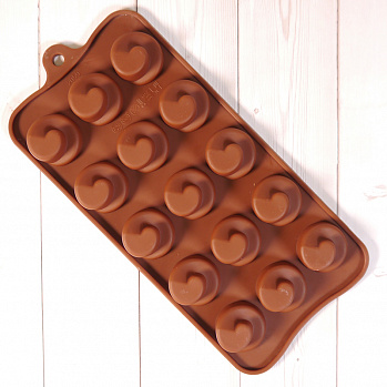 Форма силиконовая для шоколада "Спираль" 20*10 см, 15 ячеек