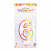 Свеча для торта "Цифра 6", цветная со звездами 7 см фото 1