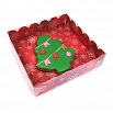 Коробка для пряников с прозрачной крышкой "Снежинки на красном", 12*12*3 см фото 2