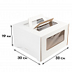 Коробка для торта белая 30*30*19 см, с ручками (окна) фото 1