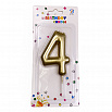 Свеча для торта "Цифра 4", золотая 8,5 см фото 1