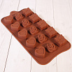 Форма силиконовая для шоколада "Сердце, роза и подарок" 20*10 см, 15 ячеек фото 4