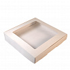 Коробка для печенья 19*19*3 см, Белая с окном фото 1