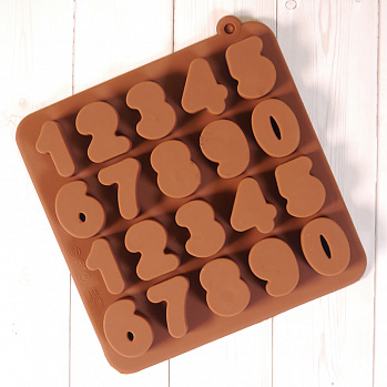 Форма силиконовая для шоколада "Цифры двойные" 16*16, 20 ячеек